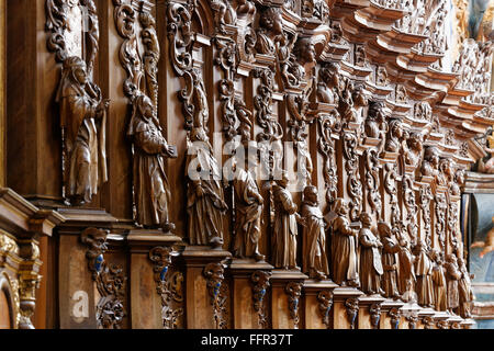 Chorgestühl in Nussbaum, Klosterkirche St. Magnus, Kloster Schussenried, Bad Schussenried, Oberschwaben, Swabia Stockfoto