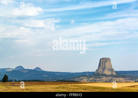 Ansicht des Devils Tower National Monument in Wyoming Stockfoto