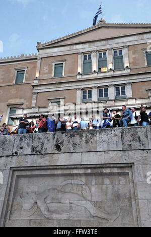 Pro Europa-Demonstration in Syntagma - 18.06.2015 - Griechenland / Attika / Athen - Griechen teilnehmen, in einer proeuropäischen Demonst Stockfoto