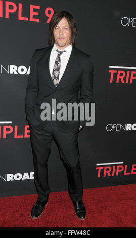 Los Angeles, Kalifornien, USA. 16. Februar 2016. Schauspieler NORMAN REEDUS auf der Triple 9 Premiere statt auf dem Regal L.A. Live Theater. Bildnachweis: Paul Fenton/ZUMA Draht/Alamy Live-Nachrichten Stockfoto