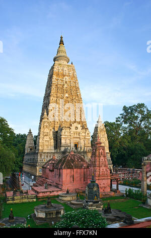 Mahabodhi Tempel, Bodhgaya, Bihar, Indien UNESCO-Welterbe Stockfoto