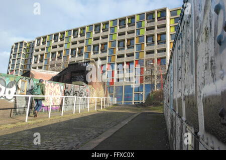 Regenerierte Wohnungen auf der Park Hill-Wohnsiedlung in der Stadt von Sheffield, South Yorkshire England UK Stockfoto