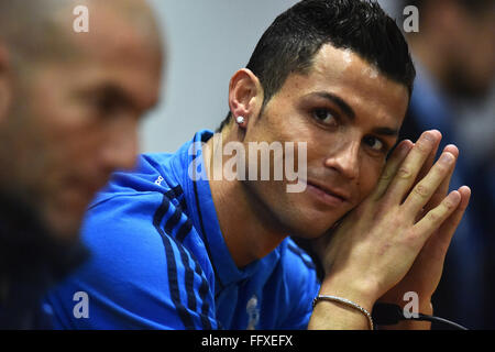 Rom, Italien. 16. Februar 2016. Cristiano Ronaldo Roma 16.02.2016 Stadio Olimpico, Fußball, Real Madrid-Pressekonferenz und training am Vortag Champions-League-match gegen AS Roma. Bildnachweis: Insidefoto/Alamy Live-Nachrichten Stockfoto