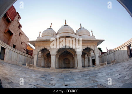 Perle Moschee (Moti Masjid) im roten Fort im Jahre 1654 eingeschnürt Welterbe Agra, Uttar Pradesh Stockfoto