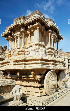 Wagen in Shri Vijaya Vitthala-Tempel 15. Jahrhundert, Hampi, Vijayanagar, Dist Bellary, Karnataka, Indien Stockfoto