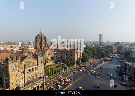 Victoria Terminus VT jetzt Chhatrapati Shivaji Terminus CST Bahnhof, Bombay Mumbai, Maharashtra Stockfoto