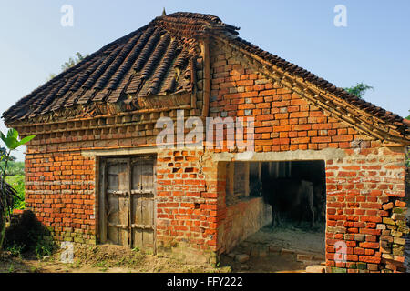 Altes Haus Ziegelwand Ziegeldach Indien Stockfoto
