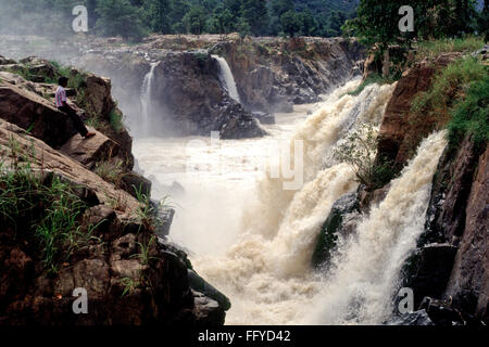 Hogenakkal Wasserfälle und Fluss Cauvery Kaveri; Tamil Nadu; Indien Stockfoto