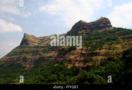 Takmak Tok und Hirkani Buruj in Raigad Fort, Pachad, Kirch, Raigad, Maharashtra, Indien Stockfoto