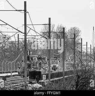 16. Februar 2017 Network Rail Engineering arbeitet an Holmes Chapel viaduct Teil der West Coast Main Line zeigt die Bauarbeiten am Viadukt © chris Billington/alamy leben Nachrichten Stockfoto