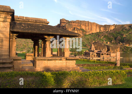 Mallikarjuna und Bhutanatha Gruppe Tempel späten 7. & 11. Jahrhundert in Badami, Karnataka, Indien Stockfoto