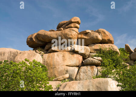 Beeindruckende Felsformation in Hampi, Karnataka, Indien Stockfoto