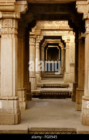 Adalaj Vava Schritt gut gebaut von Königin Rudabai sieben bewegte Struktur, Ahmedabad, Gujarat, Indien Welterbe-Aufstellungsort Stockfoto