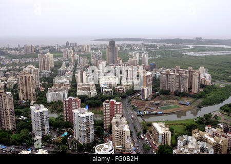 Luftbild des Andheri West im westlichen Vorort von Bombay Mumbai Maharashtra Indien Stockfoto