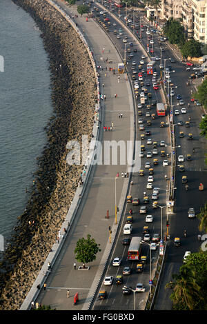 Luftaufnahme des Marine Drive Königin Halskette, Bombay Mumbai, Maharashtra, Indien Stockfoto