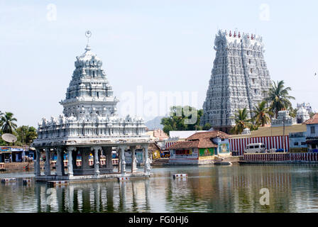 Heiliger Tank und Thanumalayan Tempel Sri Sthanumalayan gewidmet Suchindram in der Nähe von Kanyakumari Tamil Nadu Indien Asien Stockfoto