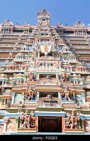 Rajagopuram verziert Reich Stuck Zahlen beeindruckend Gateway Sri Ranganathswami Temple Srirangam Tiruchirapalli Tamil Nadu Stockfoto