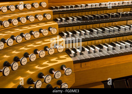 Orgel in der Kirche in Island, Detail-Makro Stockfoto