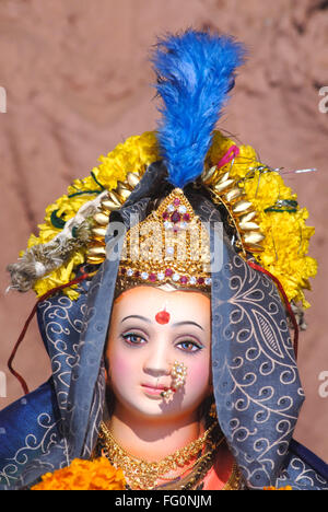 Idol der Göttin Durga Navaratri Festival feiert Vijayadashami Dussera Festival Dadar Bombay Mumbai Maharashtra Stockfoto