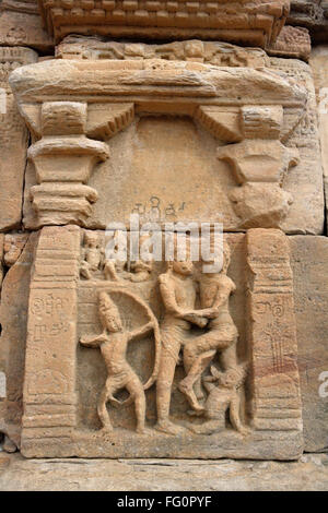 Skulptur Papanatha Tempel Ramayana Vali AFFENKRIEGER Rama Pattadakal UNESCO World Heritage Site gebaut 800 N.Chr. Bagalkot Karnataka Stockfoto