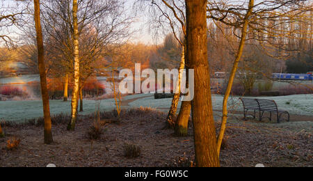 Campbell-Park in Milton Keynes an einem frostigen Januar Morgen. Stockfoto