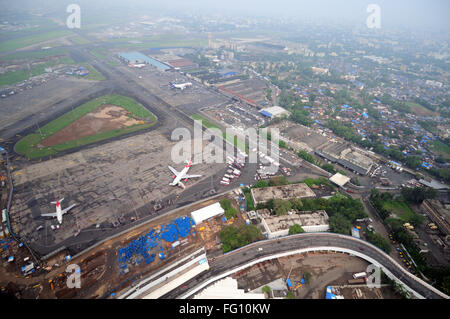 Luftaufnahme der Chhatrapati Shivaji international Airport; Sahar; Bombay Mumbai; Maharashtra; Indien Stockfoto