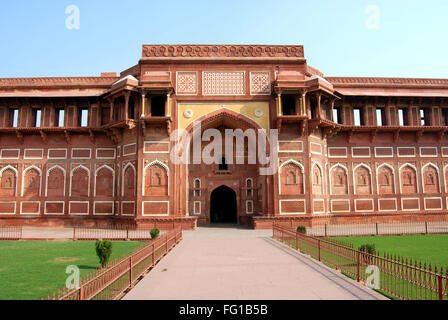 Weiten Blick über Jahangir Palast im roten Fort, Agra, Uttar Pradesh, Indien Stockfoto