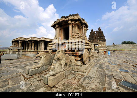 Stone Chariot, Vithala Tempel, Vijaya Vitthala Tempel, Hampi, Nimbapura, Karnataka, Indien, Asien Stockfoto