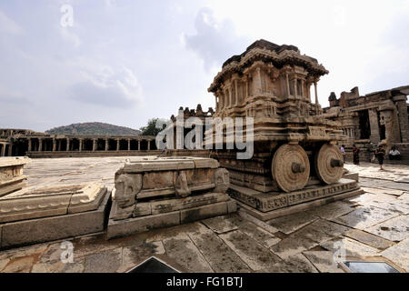 Stone Chariot, Vithala Tempel, Vijaya Vitthala Tempel, Hampi, Nimbapura, Karnataka, Indien, Asien Stockfoto