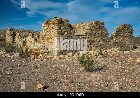 Ruinen in Terlingua Abaja Geisterstadt, Chihuahua-Wüste, Big Bend National Park, Texas, USA Stockfoto