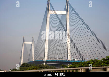 Vidyasagar Setu zweite Brücke über Fluss Hooghly, eine der neuesten Attraktionen der Stadt, Calcutta jetzt Kolkata West Bengal Stockfoto