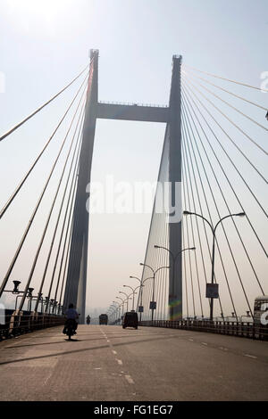 Vidyasagar Setu zweite Brücke über Fluss Hooghly, eine der neuesten Attraktionen der Stadt, Calcutta jetzt Kolkata, Westbengalen Stockfoto