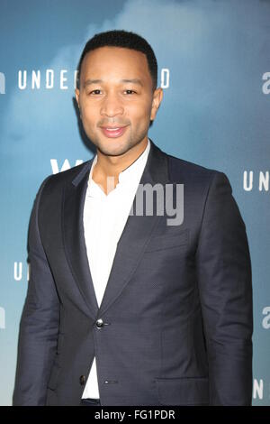 U-WGN Winter 2016 TCA Fototermin im Langham Huntington Hotel - Anreise mit: John Legend wo: Pasadena, Kalifornien, Vereinigte Staaten, wann: 8. Januar 2016 Stockfoto