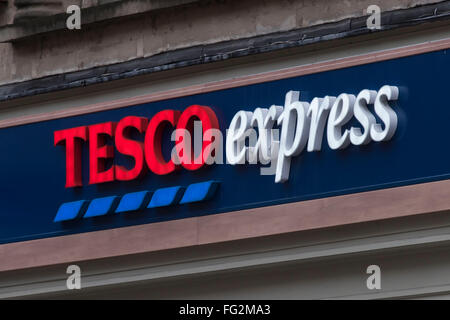 Tesco Express Zeichen Logo. Stockfoto