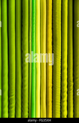 Bunte plain Tuch ordnen in Zeile in passenden Zentrum Stockfoto