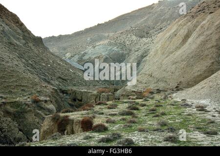 Kanals erodiert im Schlamm in Hügeln in Aserbaidschan. Lökbatan ist eine kleine Stadt 15km südwestlich von Baku, mit einem Schlammvulkan Stockfoto