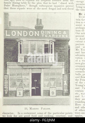 Eine illustrierte lokale Rezension von Southend, in der detailliert beschrieben wird, wo man Waren und Dienstleistungen in der Gegend kaufen kann. Es bietet einen umfassenden Leitfaden für lokale Einkaufsmöglichkeiten und Dienstleistungen in Southend. Stockfoto