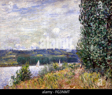 La Seine à la Bouille, Coup de vent - Seine an den Bouille, Gale von Alfred Sisley 1839 - 1899 Frankreich Französisch Stockfoto