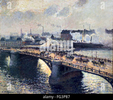 LE PONT BOIELDIEU À ROUEN, SOLEIL COUCHANT, TEMPS BRUMEUX - BOIELDIEU Brücke nach ROUEN, Sonnenuntergang, MISTY TIME 1896 CAMILLE PISSARRO (1830-1903) Frankreich Französisch Stockfoto