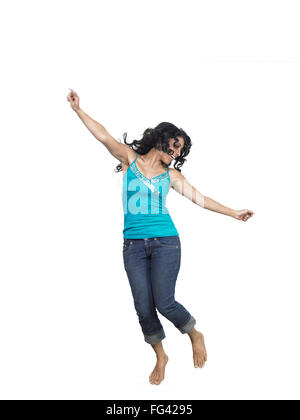 Springende Frau, HERR# Stockfoto