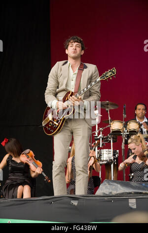 Mark Ronson, die Durchführung auf der anderen Bühne auf dem Glastonbury Festival Juni 2008, Somerset, England, Vereinigtes Königreich. Stockfoto