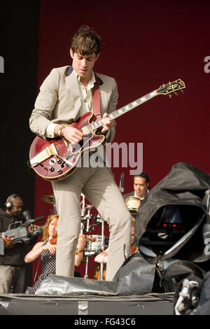 Mark Ronson, die Durchführung auf der anderen Bühne auf dem Glastonbury Festival Juni 2008, Somerset, England, Vereinigtes Königreich. Stockfoto
