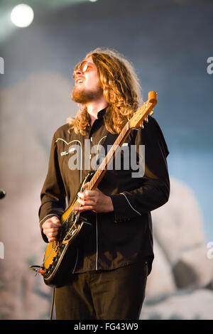 Die Zutons Durchführung Leben auf dem Glastonbury Festival 2008, Somerset, England, Vereinigtes Königreich. Stockfoto