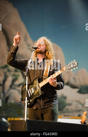 Die Zutons Durchführung Leben auf dem Glastonbury Festival 2008, Somerset, England, Vereinigtes Königreich. Stockfoto