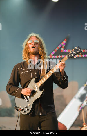 Die Zutons Durchführung Leben auf dem Glastonbury Festival 2008, Somerset, England, Vereinigtes Königreich. Stockfoto