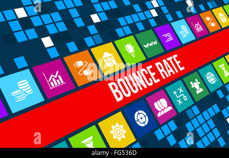 Bounce Rate Konzept Bild mit Business Icons und Exemplar. Stockfoto