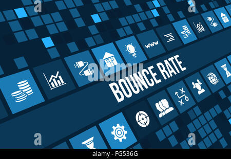 Bounce Rate Konzept Bild mit Business Icons und Exemplar. Stockfoto