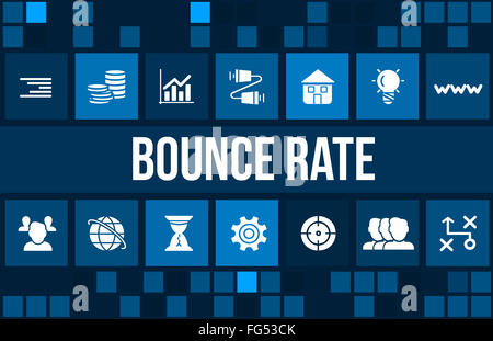 Bounce Rate Konzept Bild mit Business Icons und Exemplar. Stockfoto