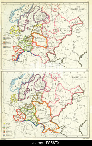 Dieses zweibändige Set „The Historical Geography of Europe“ bietet eine eingehende Analyse der historischen Geographie Europas und kombiniert detaillierte textliche Darstellungen und Karten, um die physische, politische und kulturelle Entwicklung des Kontinents im Laufe der Geschichte zu erforschen. Stockfoto