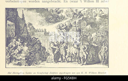 Dieses Vintage-Buch „Onze Gouden Eeuw“ (unser goldenes Zeitalter) erforscht die niederländische Republik auf dem Höhepunkt ihres Wohlstands, illustriert unter der Aufsicht von J. H. das Buch beleuchtet die kulturellen und wirtschaftlichen Errungenschaften des Landes im 17. Jahrhundert. Stockfoto